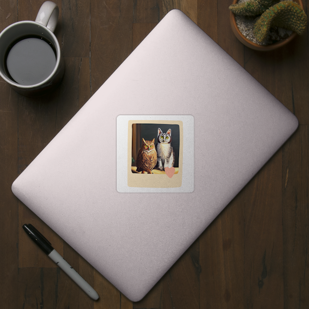 A Cat and An Owl Funny Pet Owner Love Frame by Trendy-Now